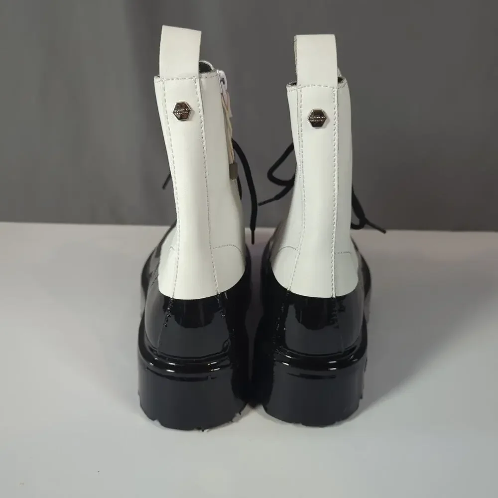 Cult Black White Platform Combat Boots EU 40 US 9-9.5 Goth Grunge Chunky Lug